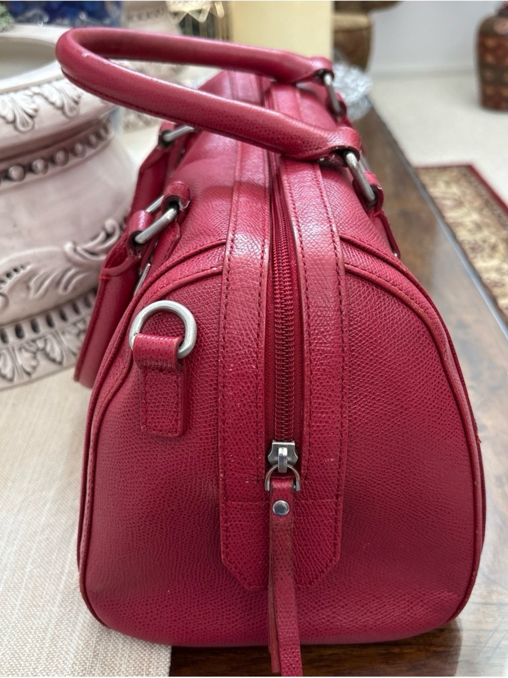 Ecco Genuine Leather Stylish Red Women's Satchel Handbag Large